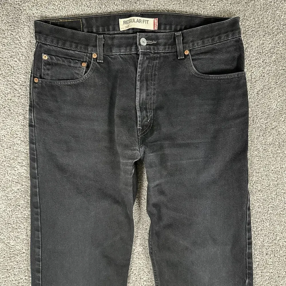 Vtg Levis 505 Jeans Mens 34x30* Dark Black Straight Leg Denim Y2K (Tag 36x32)